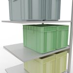 Anbauregal, Fachbodenregal Stecksystem MULTIplus150, 2500 x 1000 x 800 mm (HxBxT), 6 Fachböden, Kreuzstrebe, RAL 7035 lichtgrau