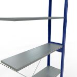 Anbauregal, Fachbodenregal Stecksystem MULTIplus150, 2500 x 1000 x 300 mm (HxBxT), 6 Fachböden, Kreuzstrebe, RAL 5010/verzinkt