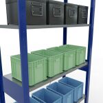 Grundregal, Fachbodenregal Stecksystem MULTIplus150, 2500 x 1000 x 400 mm (HxBxT), 6 Fachböden, Kreuzstrebe, RAL 5010/verzinkt