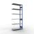 Anbauregal, Fachbodenregal Stecksystem MULTIplus150, 2500 x 1000 x 400 mm (HxBxT), 6 Fachböden, Kreuzstrebe, RAL 5010/verzinkt