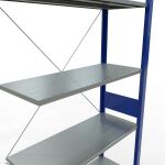 Anbauregal, Fachbodenregal Stecksystem MULTIplus150, 3000 x 1000 x 400 mm (HxBxT), 7 Fachböden, Kreuzstrebe, RAL 5010/verzinkt