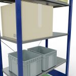 Grundregal, Fachbodenregal Stecksystem MULTIplus150, 2000 x 1000 x 500 mm (HxBxT), 5 Fachböden, Kreuzstrebe, RAL 5010/verzinkt