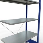 Anbauregal, Fachbodenregal Stecksystem MULTIplus150, 2000 x 1000 x 500 mm (HxBxT), 5 Fachböden, Kreuzstrebe, RAL 5010/verzinkt