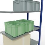 Anbauregal, Fachbodenregal Stecksystem MULTIplus150, 2500 x 1000 x 500 mm (HxBxT), 6 Fachböden, Kreuzstrebe, RAL 5010/verzinkt