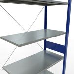 Anbauregal, Fachbodenregal Stecksystem MULTIplus150, 3000 x 1000 x 500 mm (HxBxT), 7 Fachböden, Kreuzstrebe, RAL 5010/verzinkt