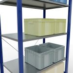 Grundregal, Fachbodenregal Stecksystem MULTIplus150, 2000 x 1000 x 600 mm (HxBxT), 5 Fachböden, Kreuzstrebe, RAL 5010/verzinkt