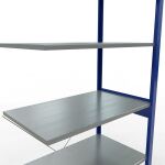Anbauregal, Fachbodenregal Stecksystem MULTIplus150, 2500 x 1000 x 600 mm (HxBxT), 6 Fachböden, Kreuzstrebe, RAL 5010/verzinkt