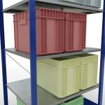 Grundregal, Fachbodenregal Stecksystem MULTIplus150, 2000 x 1000 x 800 mm (HxBxT), 5 Fachböden, Kreuzstrebe, RAL 5010/verzinkt