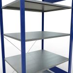 Grundregal, Fachbodenregal Stecksystem MULTIplus150, 2000 x 1000 x 800 mm (HxBxT), 5 Fachböden, Kreuzstrebe, RAL 5010/verzinkt