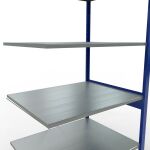 Anbauregal, Fachbodenregal Stecksystem MULTIplus150, 2500 x 1000 x 800 mm (HxBxT), 6 Fachböden, Kreuzstrebe, RAL 5010/verzinkt