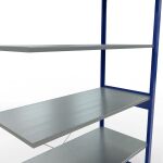 Anbauregal, Fachbodenregal Stecksystem MULTIplus150, 2500 x 1300 x 600 mm (HxBxT), 6 Fachböden, Kreuzstrebe, RAL 5010 enzianblau/verzinkt