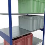 Grundregal, Fachbodenregal Stecksystem MULTIplus150, 2500 x 1300 x 800 mm (HxBxT), 6 Fachböden, Kreuzstrebe, RAL 5010 enzianblau/verzinkt