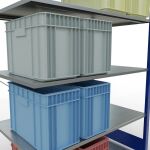 Anbauregal, Fachbodenregal Stecksystem MULTIplus150, 2000 x 1300 x 800 mm (HxBxT), 5 Fachböden, Kreuzstrebe, RAL 5010 enzianblau/verzinkt