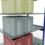 Anbauregal, Fachbodenregal Stecksystem MULTIplus150, 2500 x 1300 x 800 mm (HxBxT), 6 Fachböden, Kreuzstrebe, RAL 5010 enzianblau/verzinkt