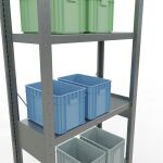 Grundregal, Fachbodenregal Stecksystem MULTIplus250, 2500 x 750 x 300 mm (HxBxT), 6 Fachböden, Kreuzstrebe, verzinkt