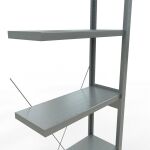 Anbauregal, Fachbodenregal Stecksystem MULTIplus250, 2500 x 750 x 300 mm (HxBxT), 6 Fachböden, Kreuzstrebe, verzinkt