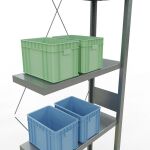 Anbauregal, Fachbodenregal Stecksystem MULTIplus250, 3000 x 750 x 300 mm (HxBxT), 7 Fachböden, Kreuzstrebe, verzinkt