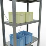 Grundregal, Fachbodenregal Stecksystem MULTIplus250, 2000 x 750 x 400 mm (HxBxT), 5 Fachböden, Kreuzstrebe, verzinkt