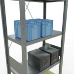 Grundregal, Fachbodenregal Stecksystem MULTIplus250, 3000 x 750 x 400 mm (HxBxT), 7 Fachböden, Kreuzstrebe, verzinkt