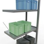 Anbauregal, Fachbodenregal Stecksystem MULTIplus250, 2500 x 750 x 400 mm (HxBxT), 6 Fachböden, Kreuzstrebe, verzinkt