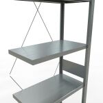 Anbauregal, Fachbodenregal Stecksystem MULTIplus250, 3000 x 750 x 400 mm (HxBxT), 7 Fachböden, Kreuzstrebe, verzinkt