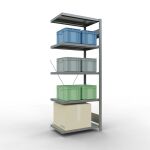 Anbauregal, Fachbodenregal Stecksystem MULTIplus250, 2000 x 750 x 500 mm (HxBxT), 5 Fachböden, Kreuzstrebe, verzinkt