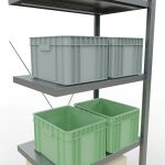 Anbauregal, Fachbodenregal Stecksystem MULTIplus250, 2000 x 750 x 500 mm (HxBxT), 5 Fachböden, Kreuzstrebe, verzinkt