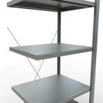 Anbauregal, Fachbodenregal Stecksystem MULTIplus250, 2000 x 750 x 600 mm (HxBxT), 5 Fachböden, Kreuzstrebe, verzinkt