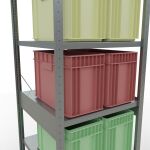 Grundregal, Fachbodenregal Stecksystem MULTIplus250, 2500 x 750 x 800 mm (HxBxT), 6 Fachböden, Kreuzstrebe, verzinkt