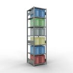 Grundregal, Fachbodenregal Stecksystem MULTIplus250, 3000 x 750 x 800 mm (HxBxT), 7 Fachböden, Kreuzstrebe, verzinkt