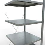 Anbauregal, Fachbodenregal Stecksystem MULTIplus250, 2000 x 750 x 800 mm (HxBxT), 5 Fachböden, Kreuzstrebe, verzinkt