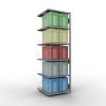 Anbauregal, Fachbodenregal Stecksystem MULTIplus250, 2500 x 750 x 800 mm (HxBxT), 6 Fachböden, Kreuzstrebe, verzinkt