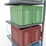 Anbauregal, Fachbodenregal Stecksystem MULTIplus250, 3000 x 750 x 800 mm (HxBxT), 7 Fachböden, Kreuzstrebe, verzinkt