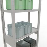 Grundregal, Fachbodenregal Stecksystem MULTIplus250, 2000 x 750 x 300 mm (HxBxT), 5 Fachböden, Kreuzstrebe, RAL 7035 lichtgrau