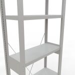 Grundregal, Fachbodenregal Stecksystem MULTIplus250, 2500 x 750 x 300 mm (HxBxT), 6 Fachböden, Kreuzstrebe, RAL 7035 lichtgrau