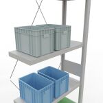 Anbauregal, Fachbodenregal Stecksystem MULTIplus250, 3000 x 750 x 300 mm (HxBxT), 7 Fachböden, Kreuzstrebe, RAL 7035 lichtgrau