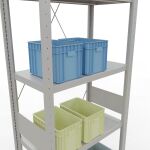 Grundregal, Fachbodenregal Stecksystem MULTIplus250, 3000 x 750 x 400 mm (HxBxT), 7 Fachböden, Kreuzstrebe, RAL 7035 lichtgrau