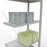 Anbauregal, Fachbodenregal Stecksystem MULTIplus250, 2000 x 750 x 400 mm (HxBxT), 5 Fachböden, Kreuzstrebe, RAL 7035 lichtgrau