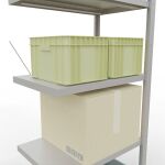 Anbauregal, Fachbodenregal Stecksystem MULTIplus250, 2000 x 750 x 500 mm (HxBxT), 5 Fachböden, Kreuzstrebe, RAL 7035 lichtgrau