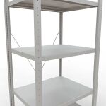 Grundregal, Fachbodenregal Stecksystem MULTIplus250, 2000 x 750 x 600 mm (HxBxT), 5 Fachböden, Kreuzstrebe, RAL 7035 lichtgrau