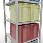 Grundregal, Fachbodenregal Stecksystem MULTIplus250, 2000 x 750 x 800 mm (HxBxT), 5 Fachböden, Kreuzstrebe, RAL 7035 lichtgrau