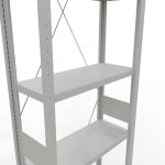 Grundregal, Fachbodenregal Stecksystem MULTIplus250, 3000 x 750 x 800 mm (HxBxT), 7 Fachböden, Kreuzstrebe, RAL 7035 lichtgrau