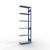 Anbauregal, Fachbodenregal Stecksystem MULTIplus250, 2500 x 750 x 300 mm (HxBxT), 6 Fachböden, Kreuzstrebe, RAL 5010 enzianblau/verzinkt/verzinkt