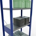 Grundregal, Fachbodenregal Stecksystem MULTIplus250, 2500 x 750 x 400 mm (HxBxT), 6 Fachböden, Kreuzstrebe, RAL 5010 enzianblau/verzinkt/verzinkt