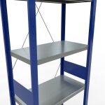 Grundregal, Fachbodenregal Stecksystem MULTIplus250, 3000 x 750 x 400 mm (HxBxT), 7 Fachböden, Kreuzstrebe, RAL 5010 enzianblau/verzinkt/verzinkt