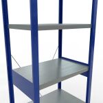 Grundregal, Fachbodenregal Stecksystem MULTIplus250, 2500 x 750 x 500 mm (HxBxT), 6 Fachböden, Kreuzstrebe, RAL 5010 enzianblau/verzinkt/verzinkt