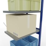 Anbauregal, Fachbodenregal Stecksystem MULTIplus250, 2500 x 750 x 500 mm (HxBxT), 6 Fachböden, Kreuzstrebe, RAL 5010 enzianblau/verzinkt/verzinkt