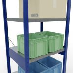 Grundregal, Fachbodenregal Stecksystem MULTIplus250, 2500 x 750 x 600 mm (HxBxT), 6 Fachböden, Kreuzstrebe, RAL 5010 enzianblau/verzinkt/verzinkt