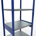 Grundregal, Fachbodenregal Stecksystem MULTIplus250, 2500 x 750 x 600 mm (HxBxT), 6 Fachböden, Kreuzstrebe, RAL 5010 enzianblau/verzinkt/verzinkt