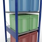 Grundregal, Fachbodenregal Stecksystem MULTIplus250, 2500 x 750 x 800 mm (HxBxT), 6 Fachböden, Kreuzstrebe, RAL 5010 enzianblau/verzinkt/verzinkt